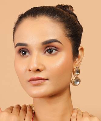 Handcrafted uncut kundan polki earrings 2