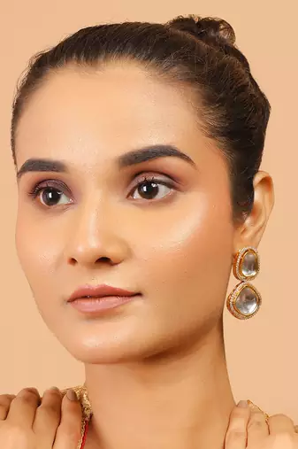 Handcrafted uncut kundan polki earrings