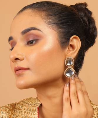Handcrafted uncut kundan polki earrings 3