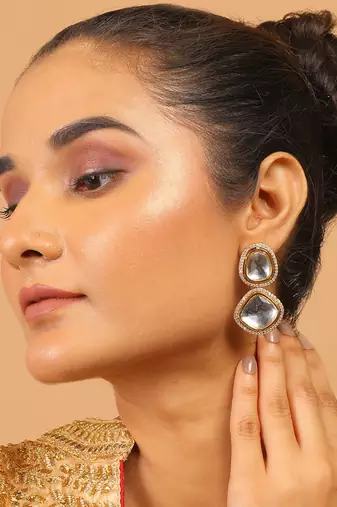 Handcrafted uncut kundan polki earrings