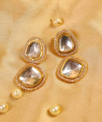 Handcrafted uncut kundan polki earrings 4
