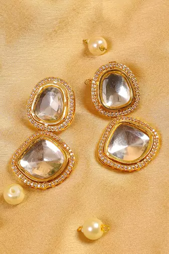 Handcrafted uncut kundan polki earrings