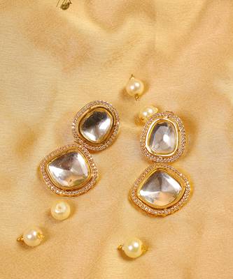 Handcrafted uncut kundan polki earrings 5