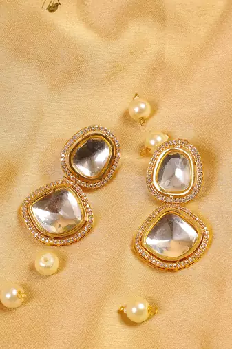 Handcrafted uncut kundan polki earrings
