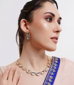 Gold toned  kundan polki necklace set