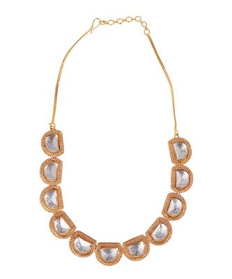 Gold toned  kundan polki necklace set 5