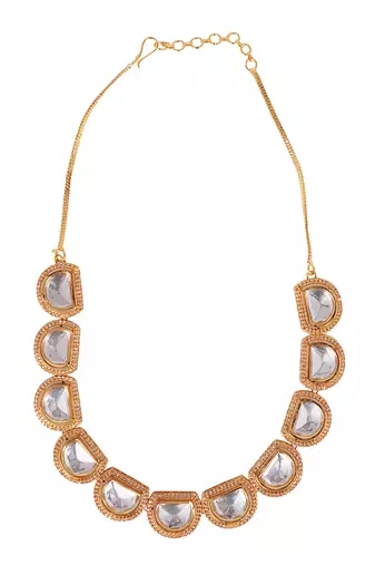 Gold toned  kundan polki necklace set