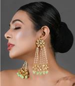 Kundan pearl chain earrings
