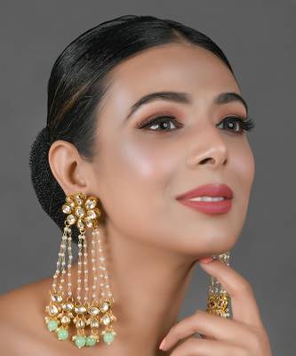 Kundan pearl chain earrings 2