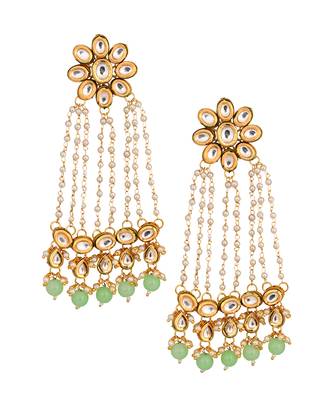 Kundan pearl chain earrings 3
