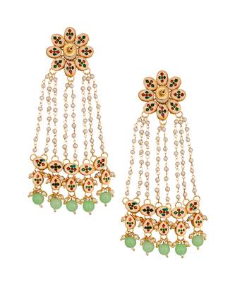 Kundan pearl chain earrings 4