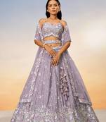 Mauve Chiffon Sequins and thread embroidery Lehenga choli & Dupatta