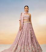 Pink Chiffon Threadwork Lehenga 
