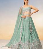 Sea green Chiffon Sequins and thread embroidery Semi-Stitched Lehenga choli & Dupatta
