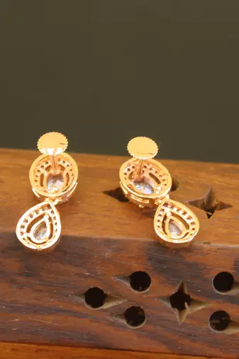 Designer cz rose gold earrings