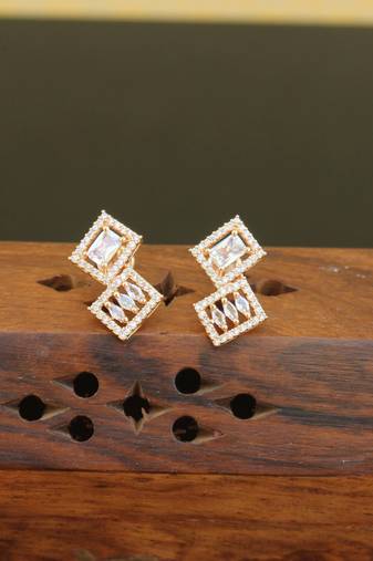 Designer cz rose gold earrings