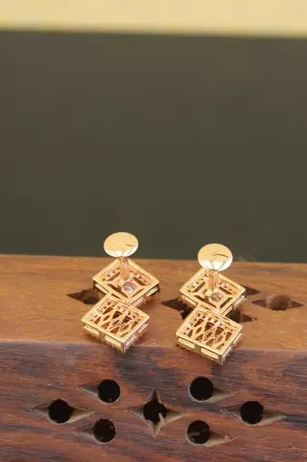 Designer cz rose gold earrings
