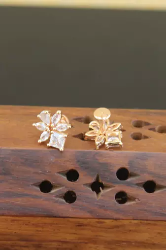 Designer cz rose gold earrings