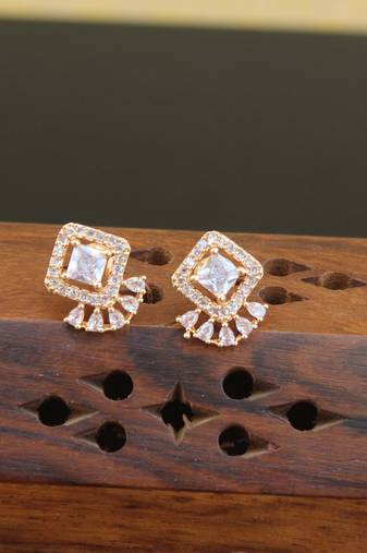 Designer cz rose gold earrings