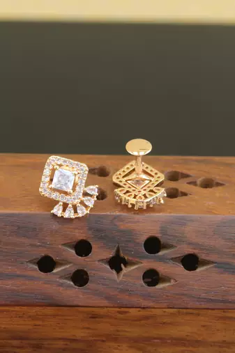 Designer cz rose gold earrings