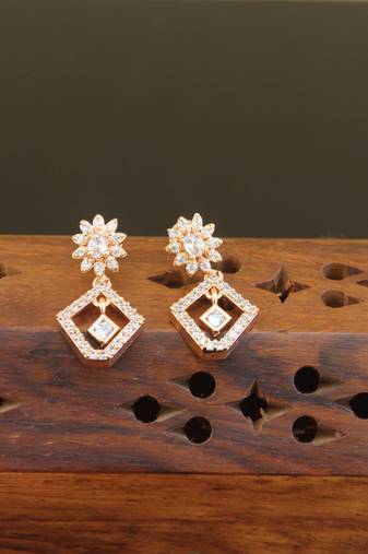 Designer cz rose gold earrings