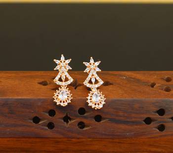 Designer cz rose gold earrings 1