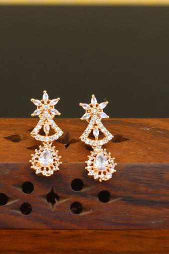 Designer cz rose gold earrings