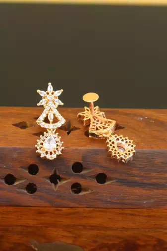 Designer cz rose gold earrings