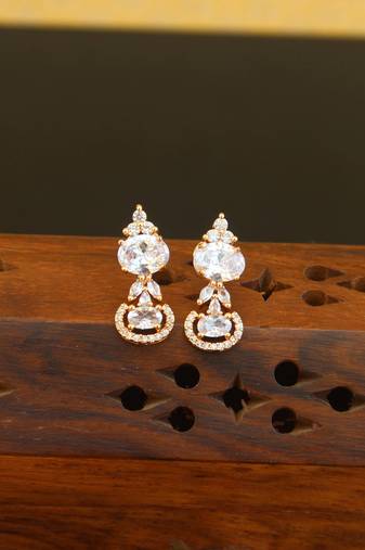 Designer cz rose gold earrings