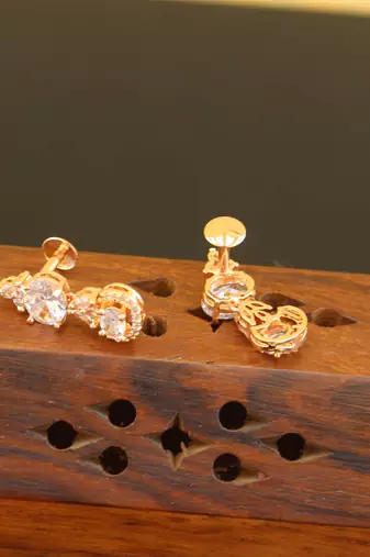 Designer cz rose gold earrings