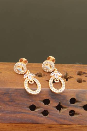 Designer cz rose gold earrings