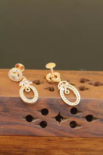 Designer cz rose gold earrings