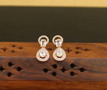 Designer cz rose gold earrings 1