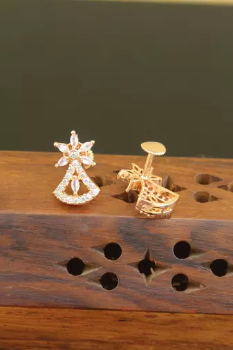 Designer cz rose gold earrings