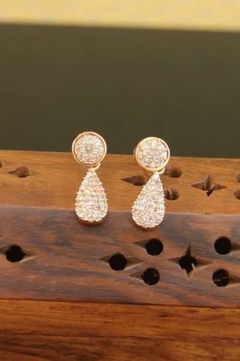 Designer cz rose gold earrings
