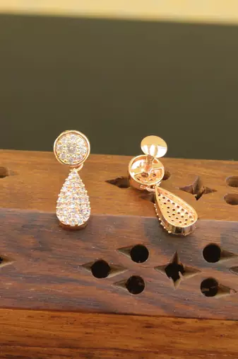 Designer cz rose gold earrings