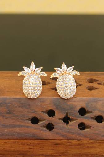 Designer cz rose gold earrings