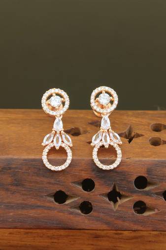 Designer cz rose gold earrings