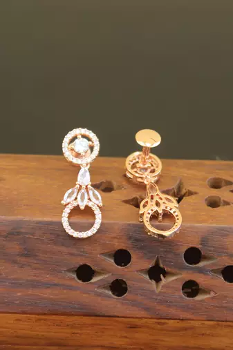 Designer cz rose gold earrings