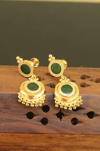 Kerala style gold plated palakka earrings
