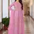 Pink butterfly net embroidery designer anarkali suit