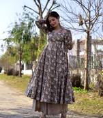 Women's Coffee Cotton Silk Heavy Digital Printed Kurta Plazo Set