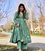 Women's Sea Green Cotton Silk Heavy Digital Printed Kurta Plazo Set