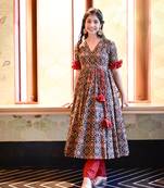 Women's Black Cotton Silk Heavy Digital Printed Kurta Pant Set