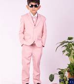  White And Pink Shirt Blazer Waist Coat And Pant