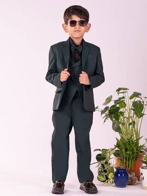  Black And Maroon Shirt Blazer Waist Coat And Pant 1