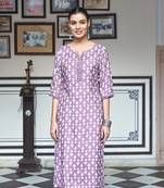 Women's Purple Pure Muslin Heavy Digital Printed Kurta Plazo Set
