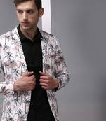 SHOWOFF Men's Mandarin Collar Pink Printed Blazer