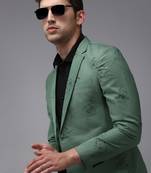 SHOWOFF Men's Mandarin Collar Green Printed Blazer