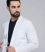 Men's Mandarin Collar White Printed Blazer